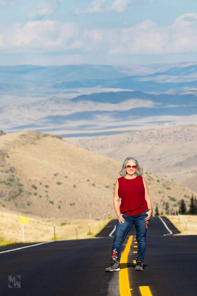 woman on mountain road