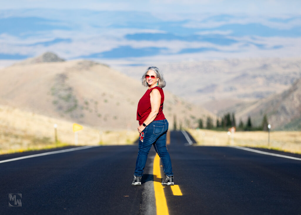 woman on mountain road