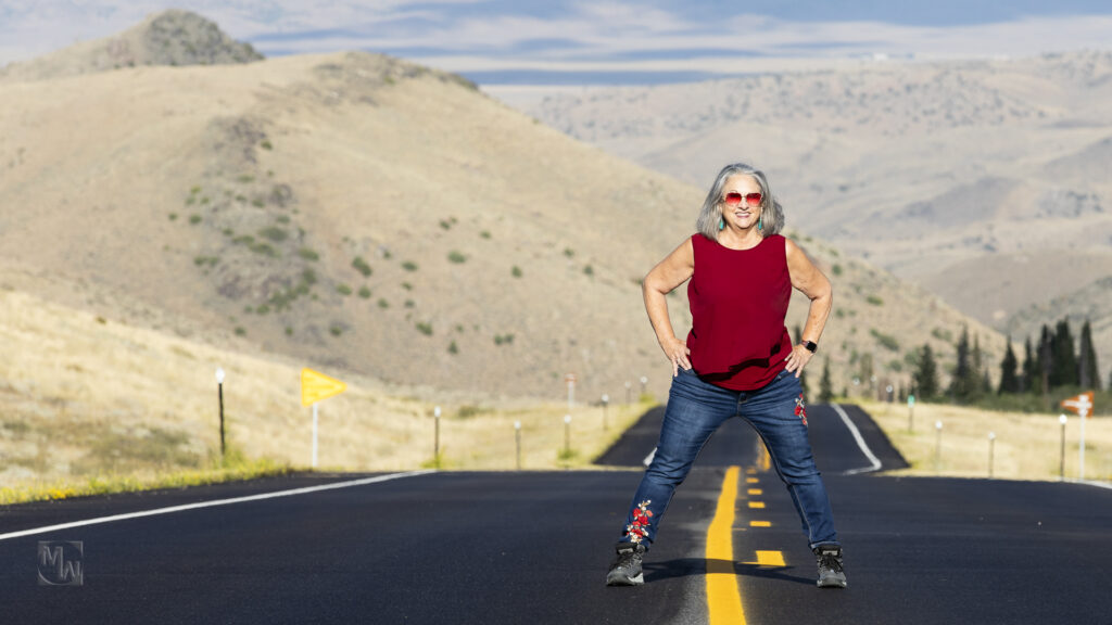 woman on a mountain road