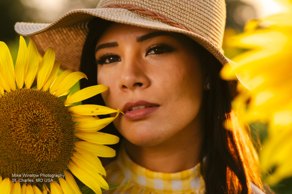 woman in sunflower field