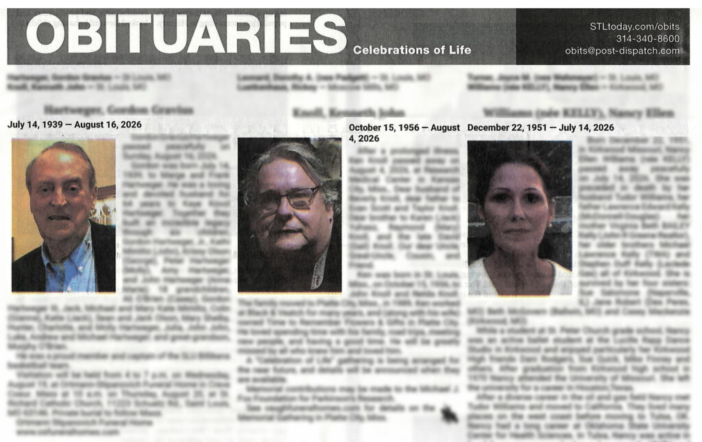 the obituary page